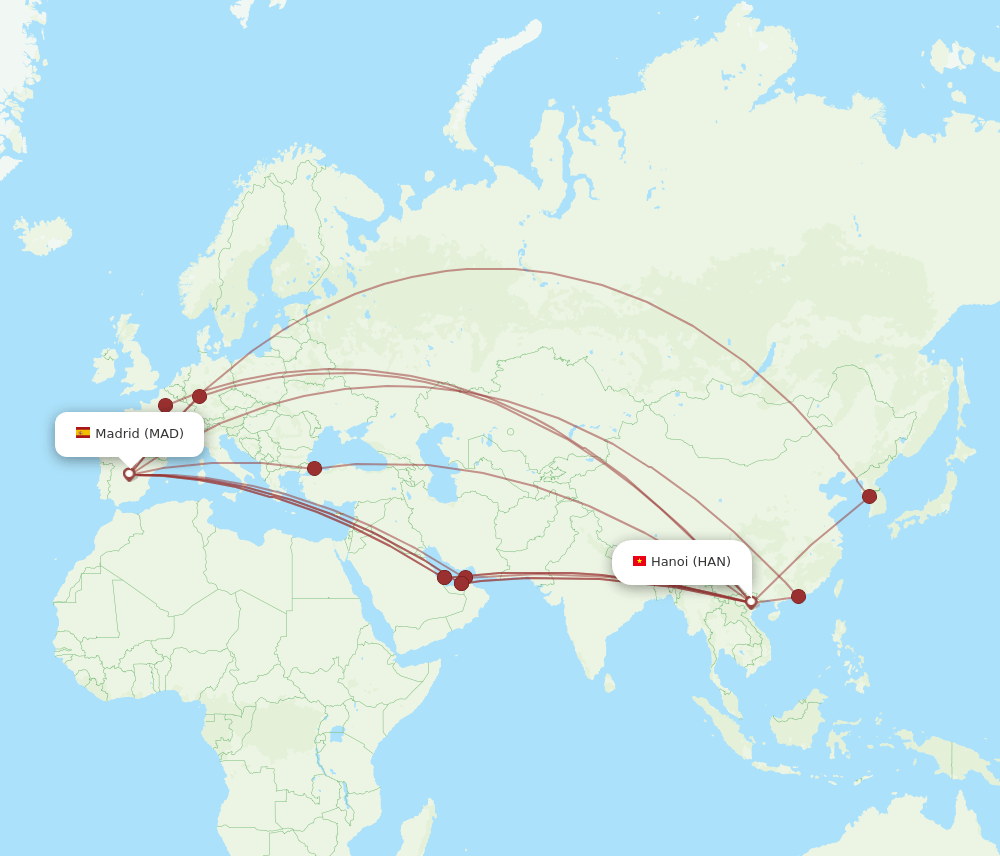 MAD-HAN flight routes