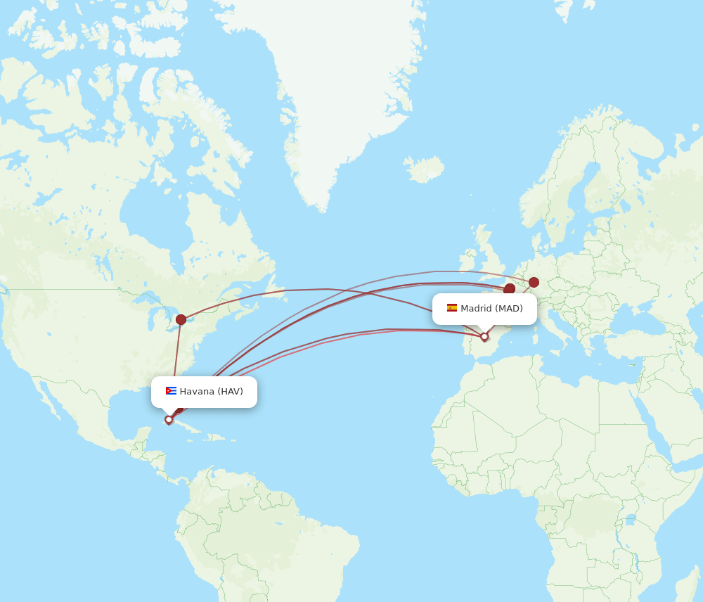 MAD to HAV flights and routes map