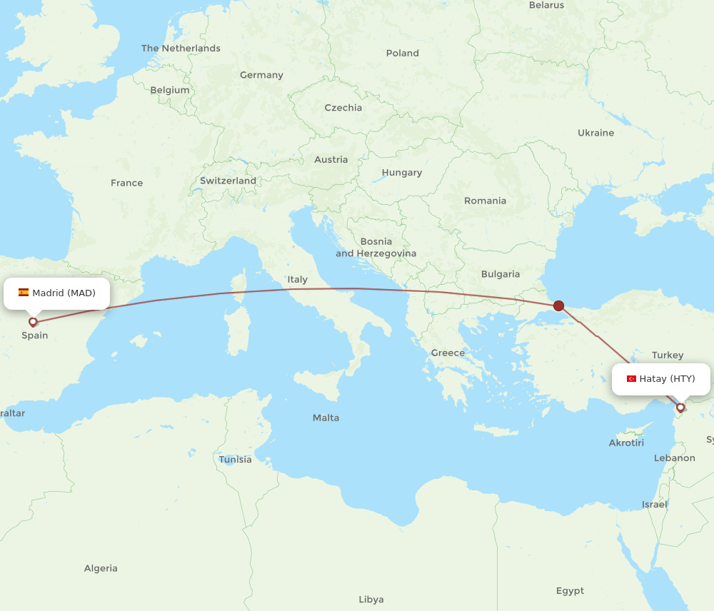 MAD-HTY flight routes