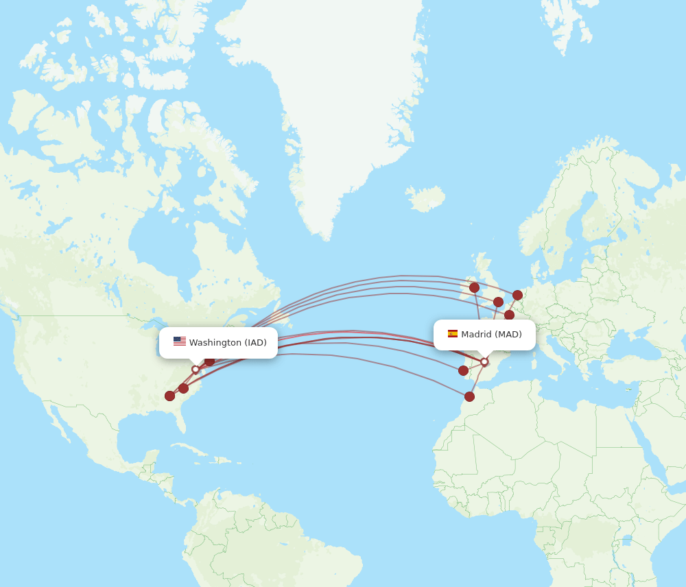 MAD-IAD flight routes