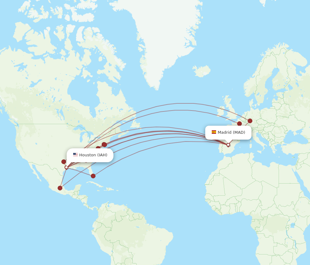 MAD-IAH flight routes
