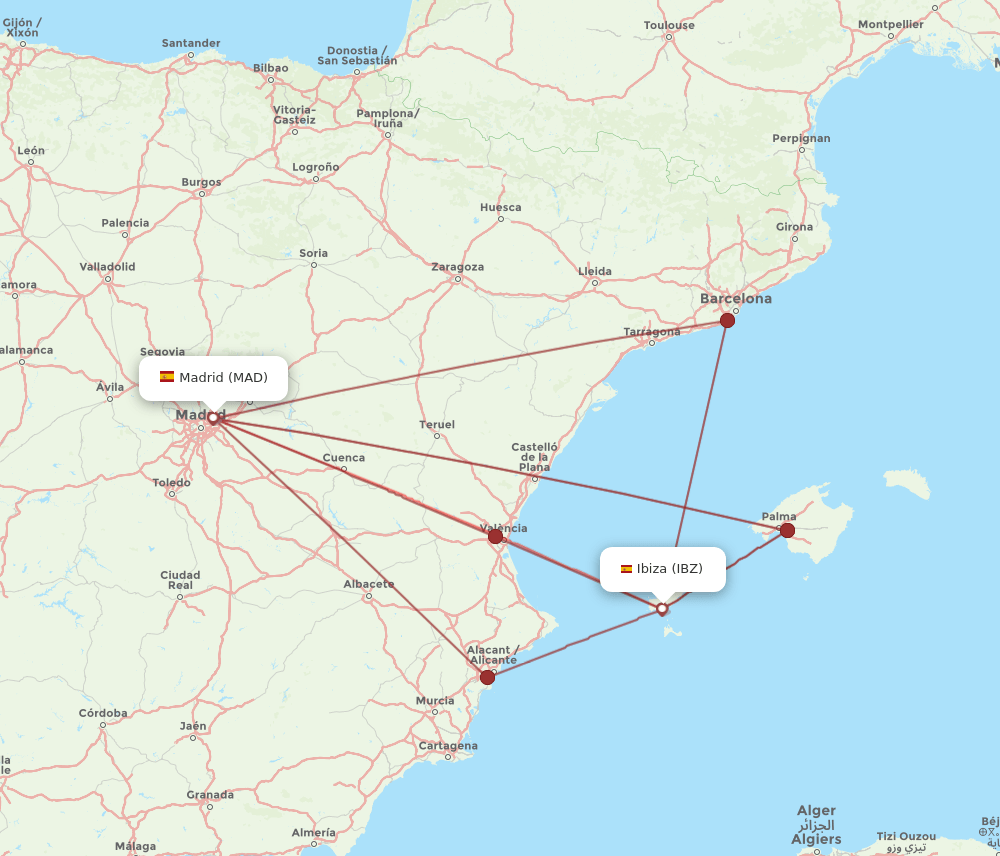 MAD-IBZ flight routes