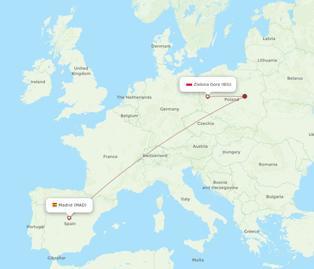 MAD to IEG flights and routes map