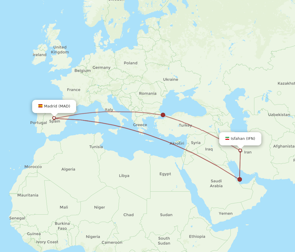 MAD-IFN flight routes