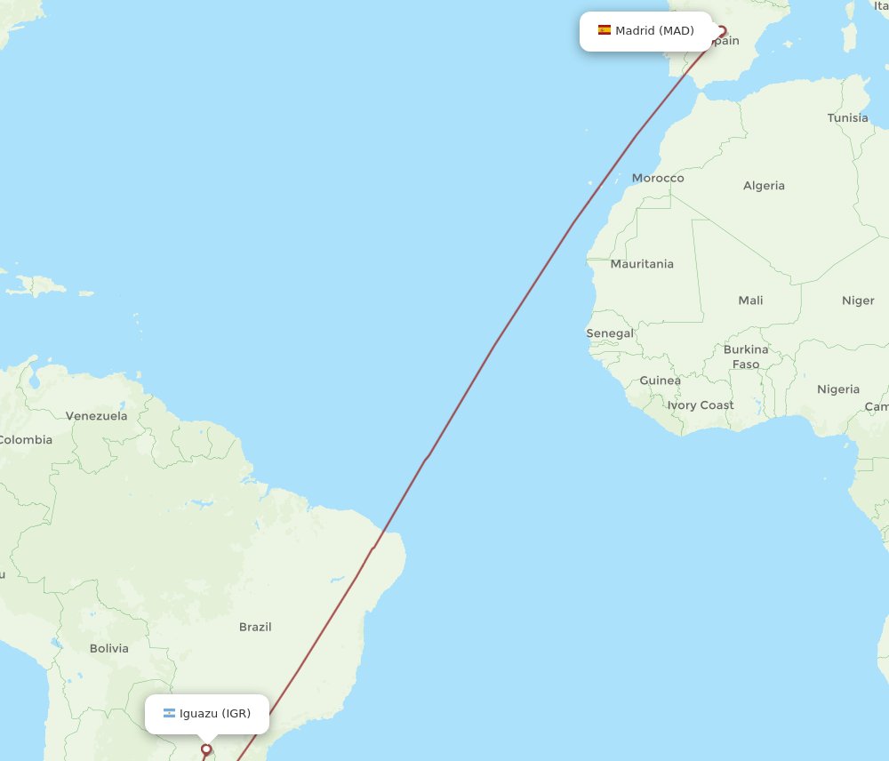 MAD-IGR flight routes