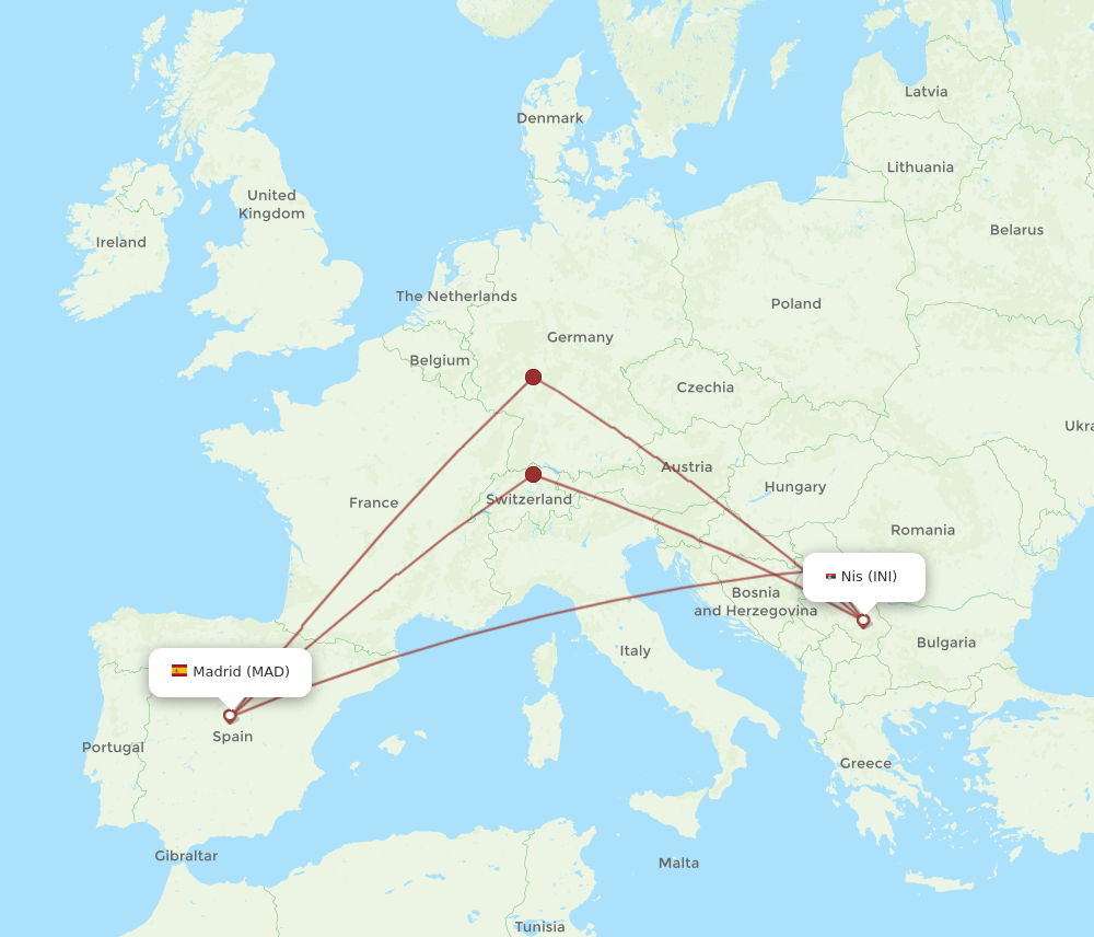 MAD-INI flight routes