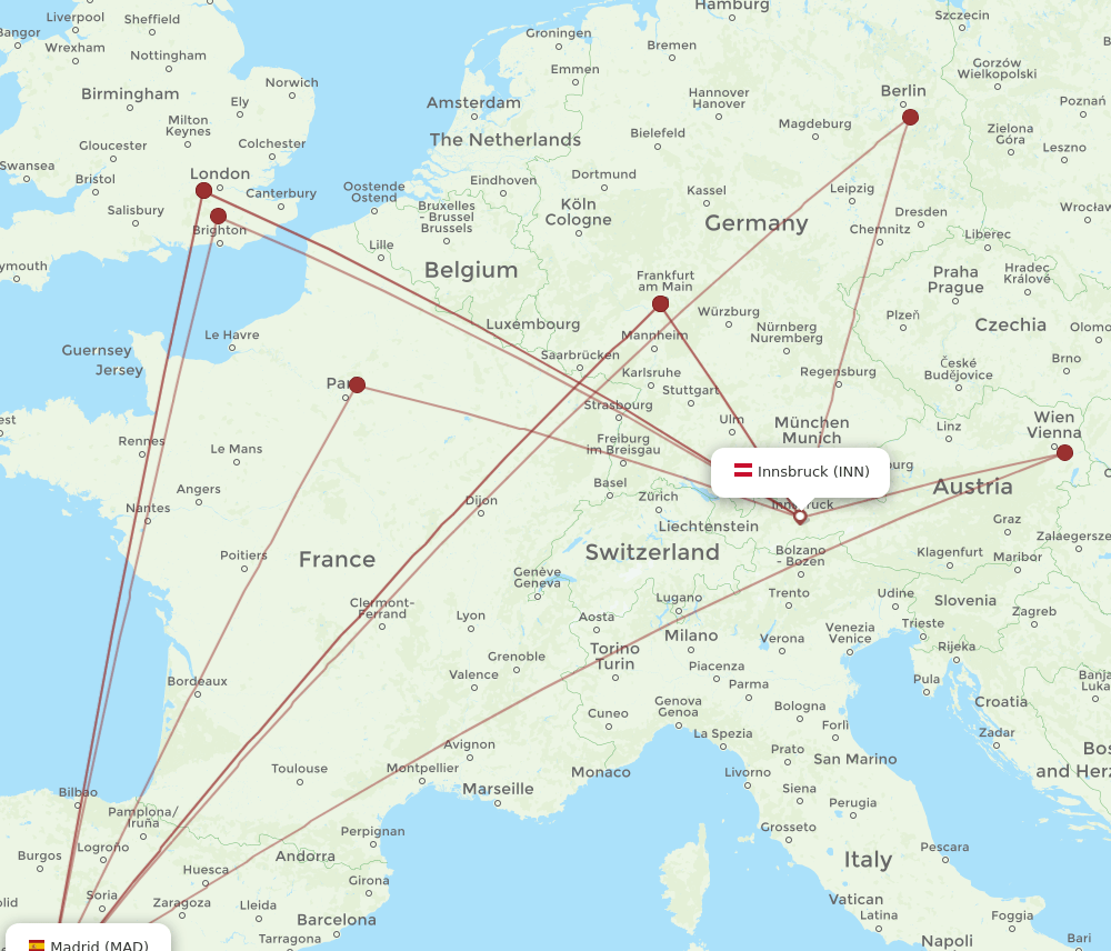 MAD-INN flight routes