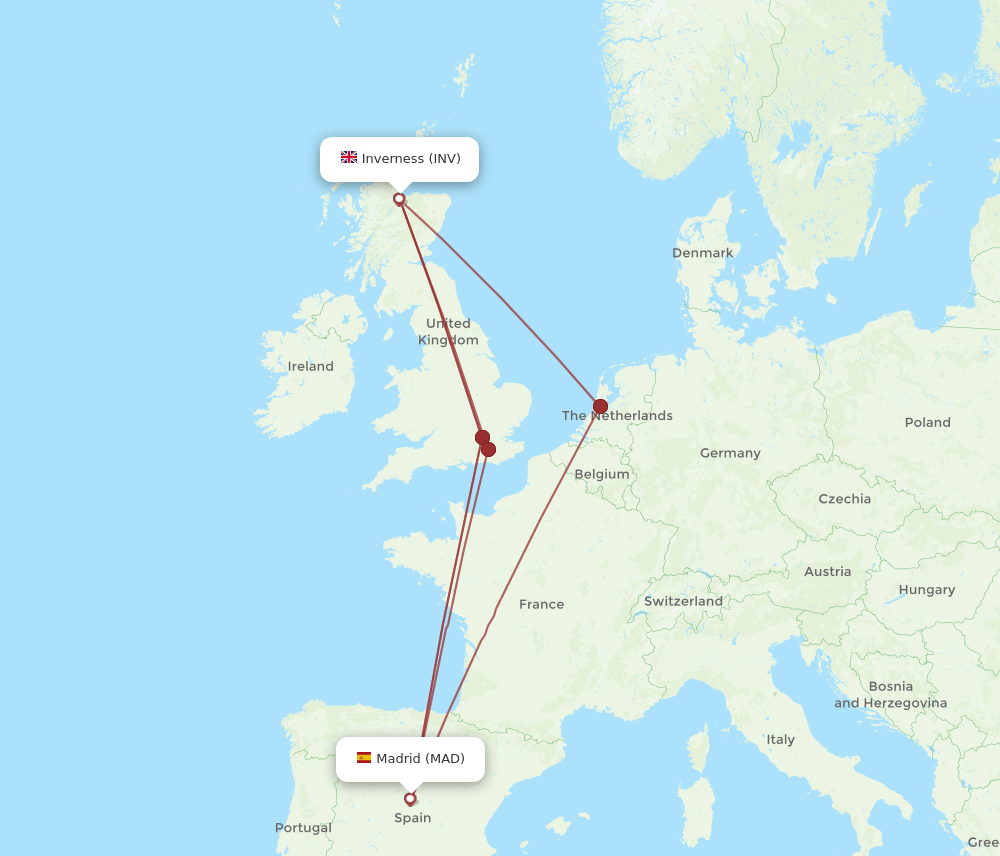 MAD-INV flight routes