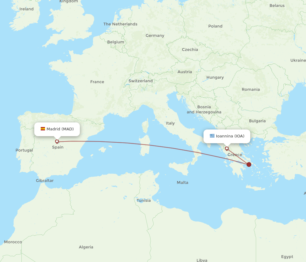 MAD-IOA flight routes