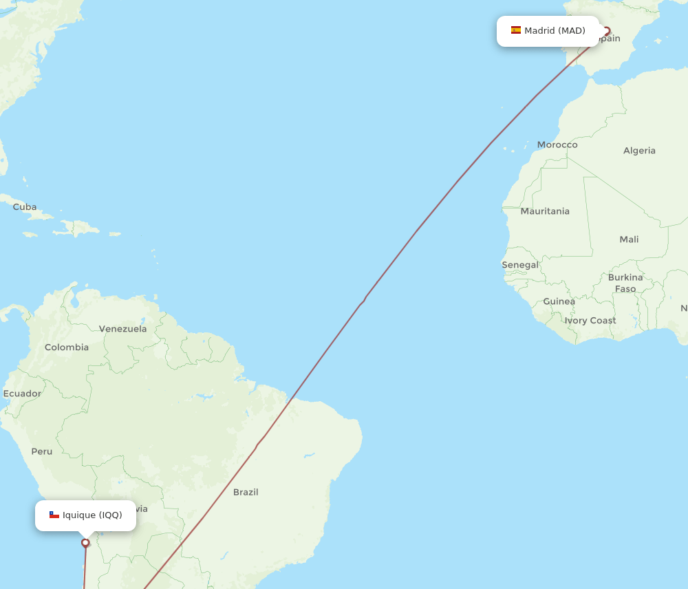 MAD-IQQ flight routes