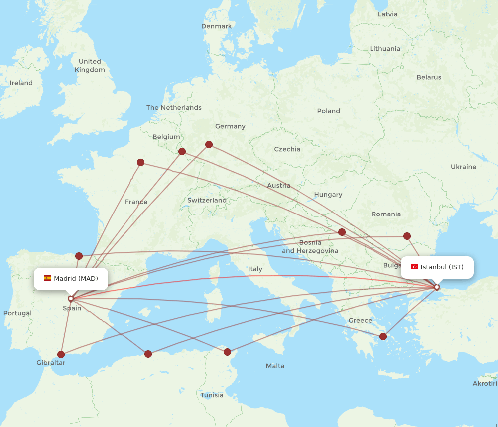 MAD-IST flight routes