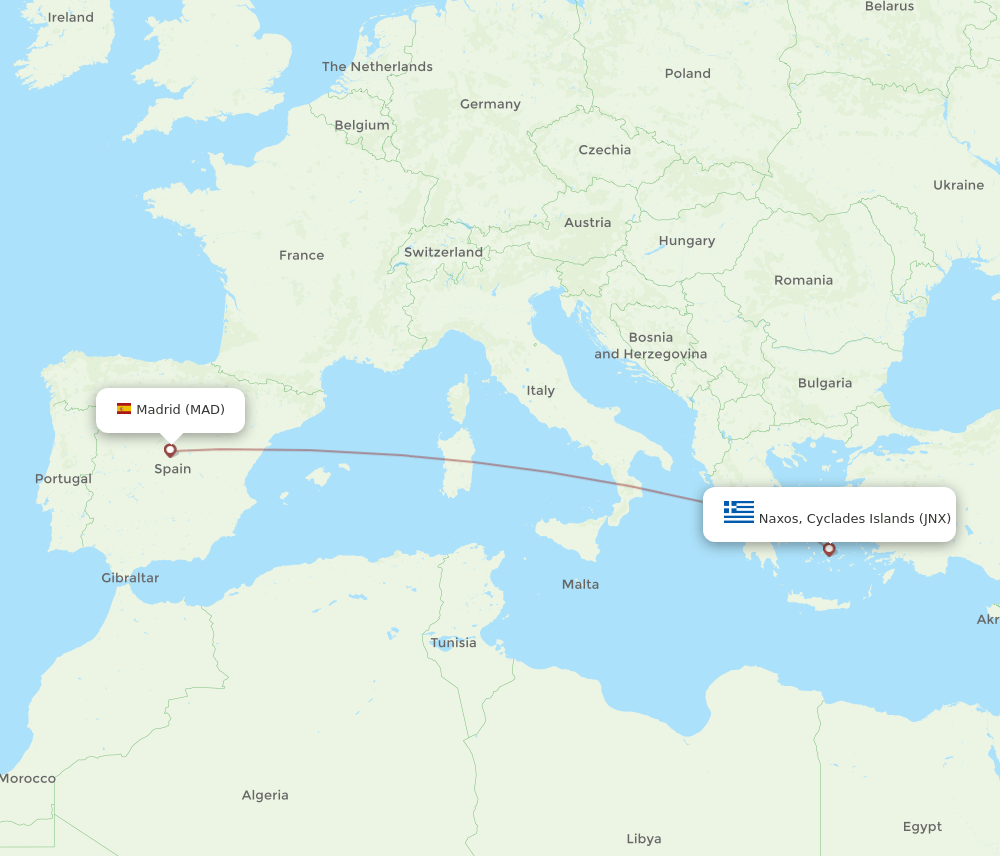 MAD-JNX flight routes