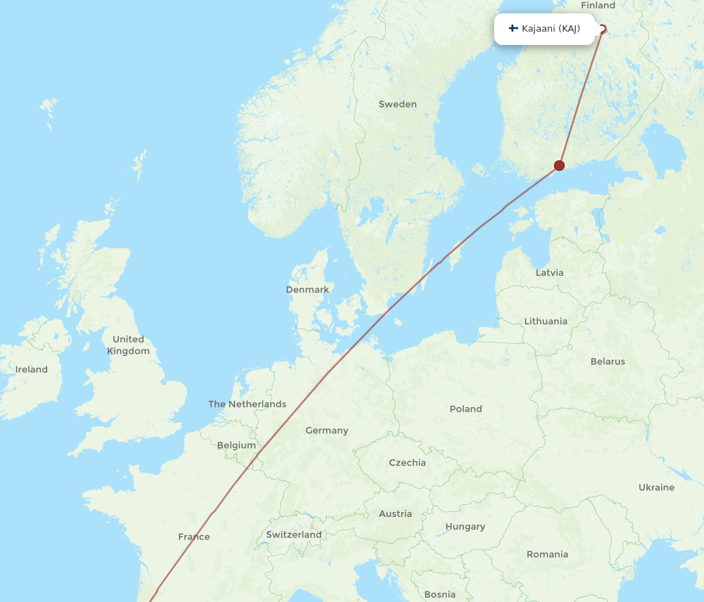 MAD-KAJ flight routes