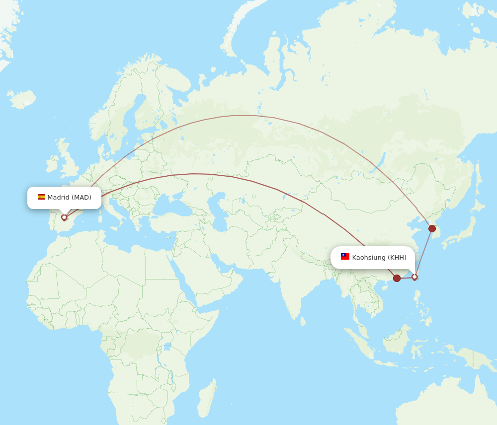 MAD-KHH flight routes