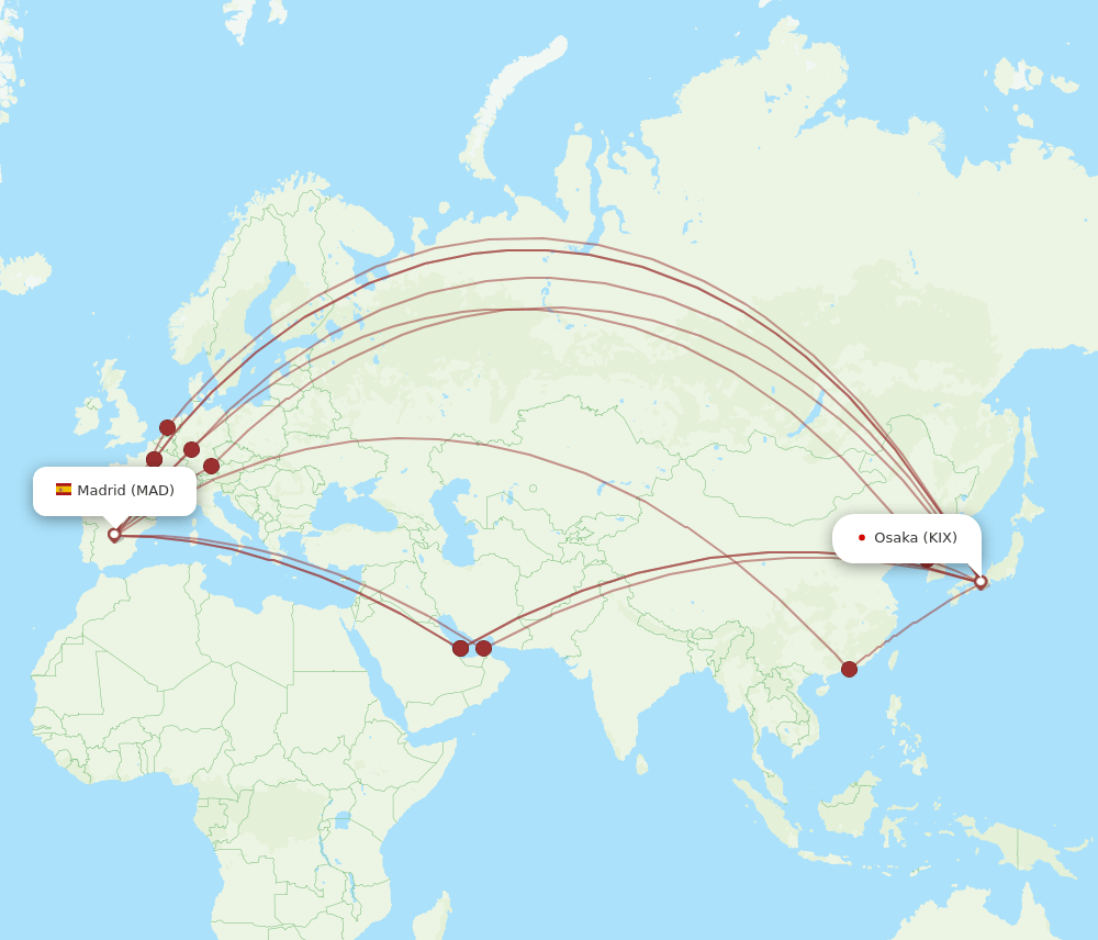 MAD-KIX flight routes