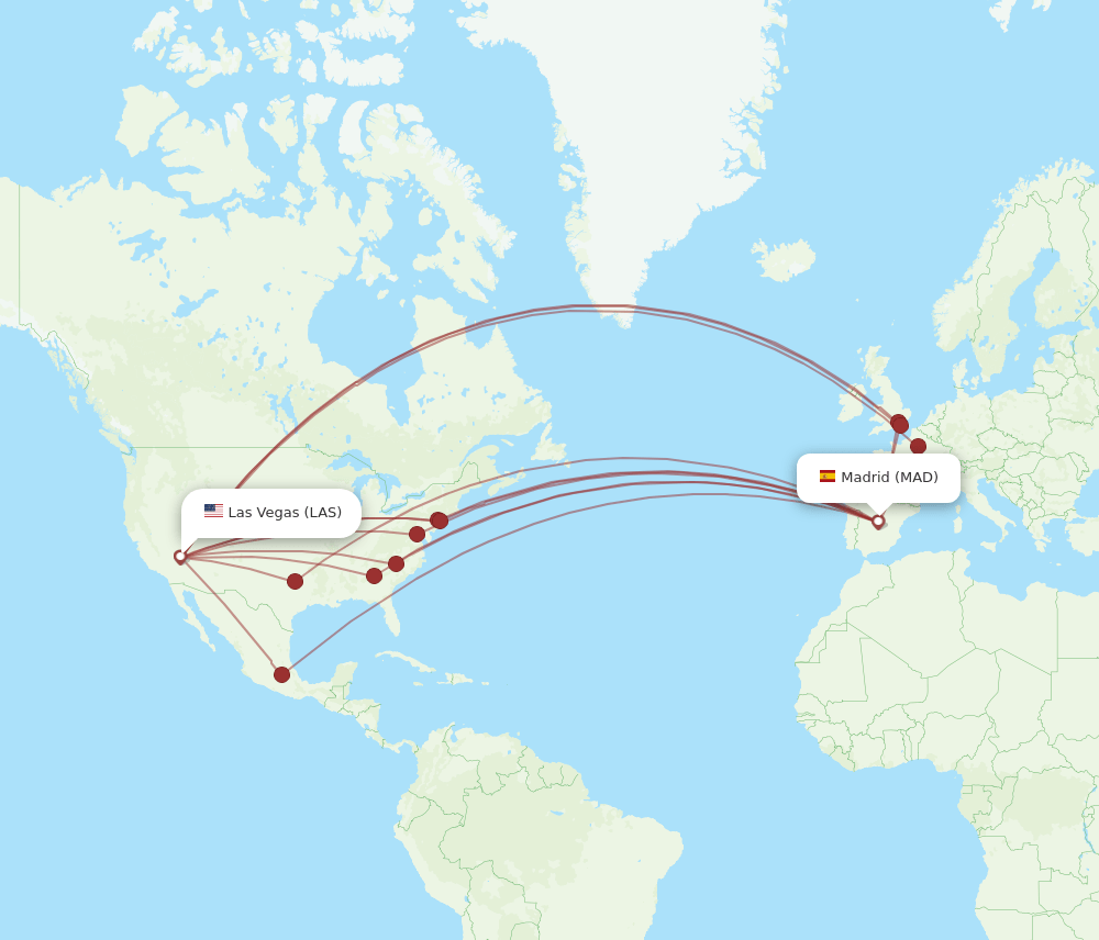 MAD-LAS flight routes