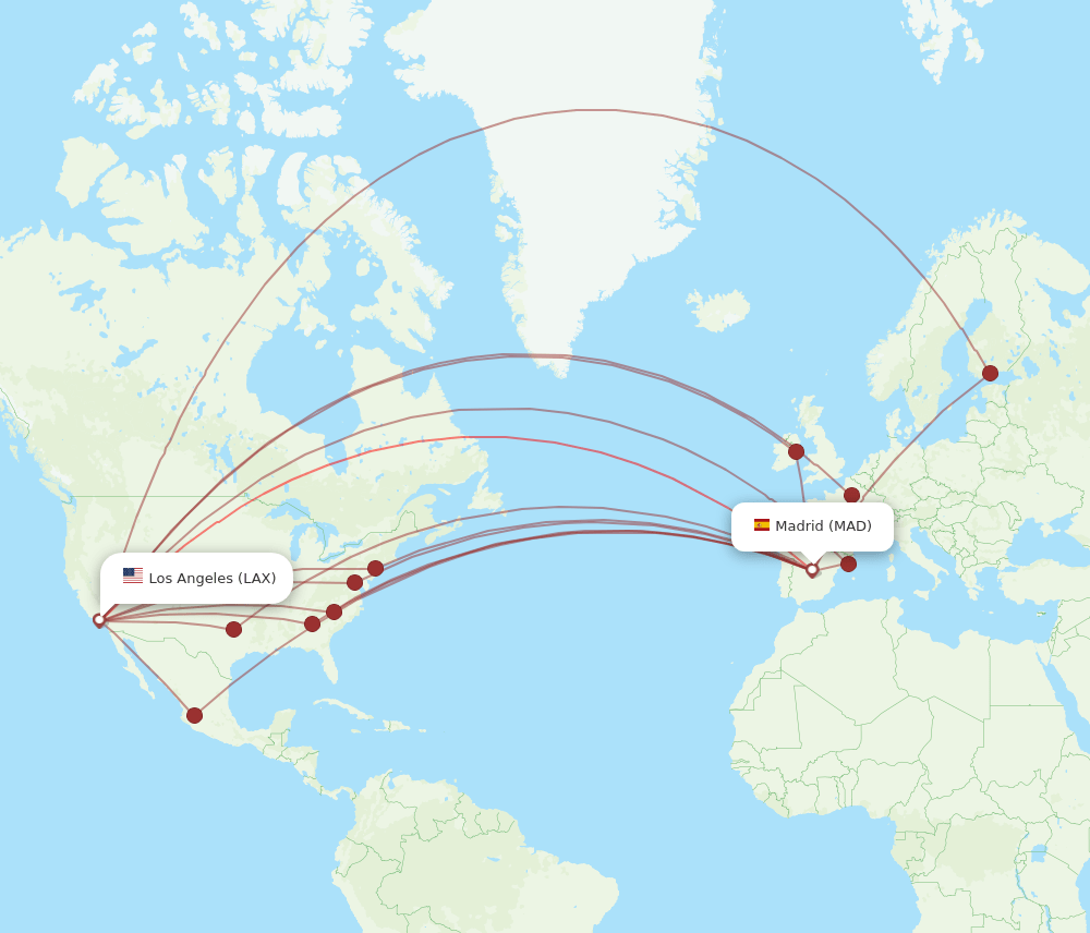 MAD-LAX flight routes
