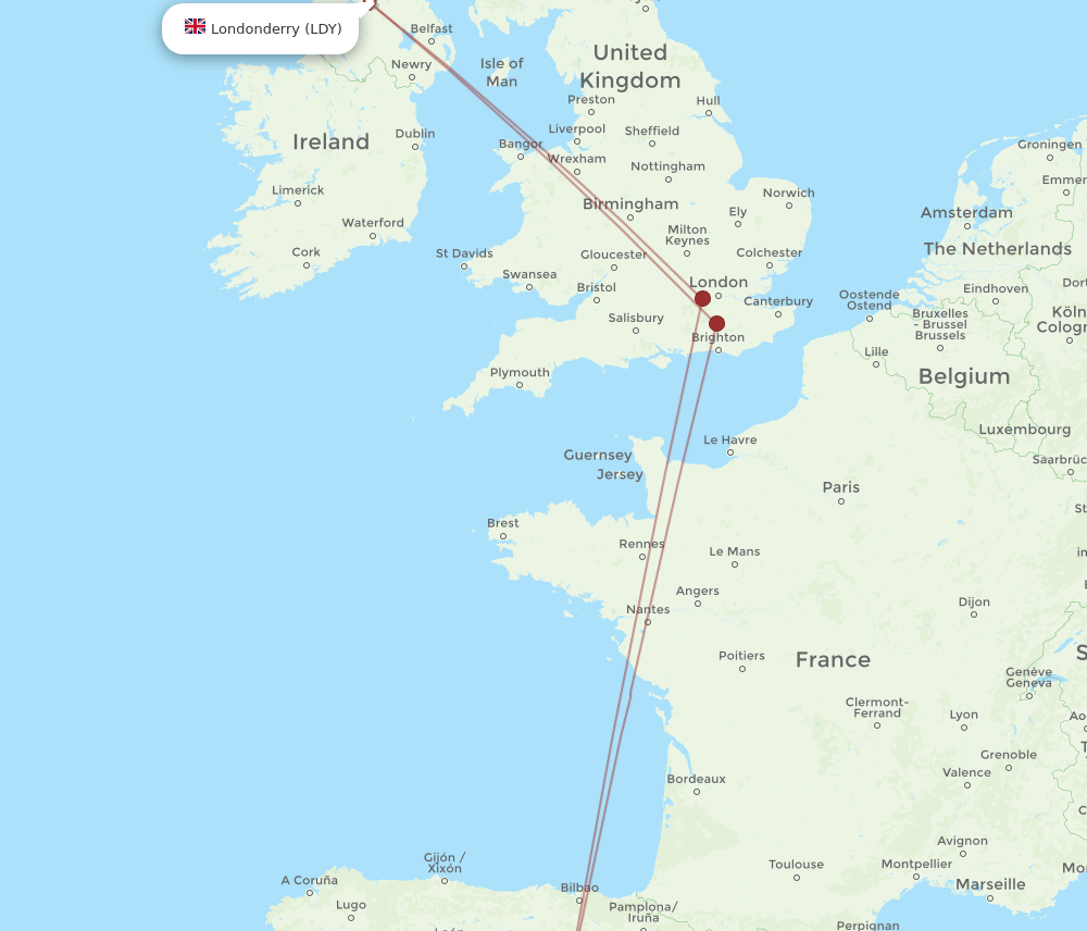 MAD-LDY flight routes