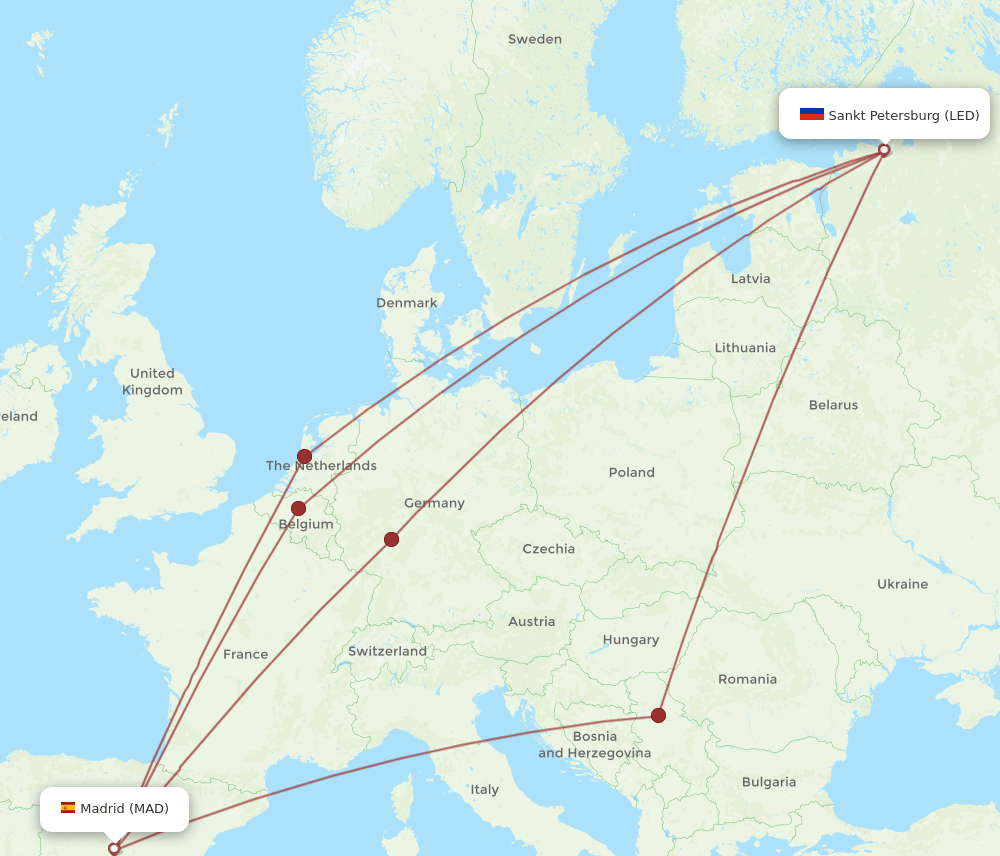MAD-LED flight routes