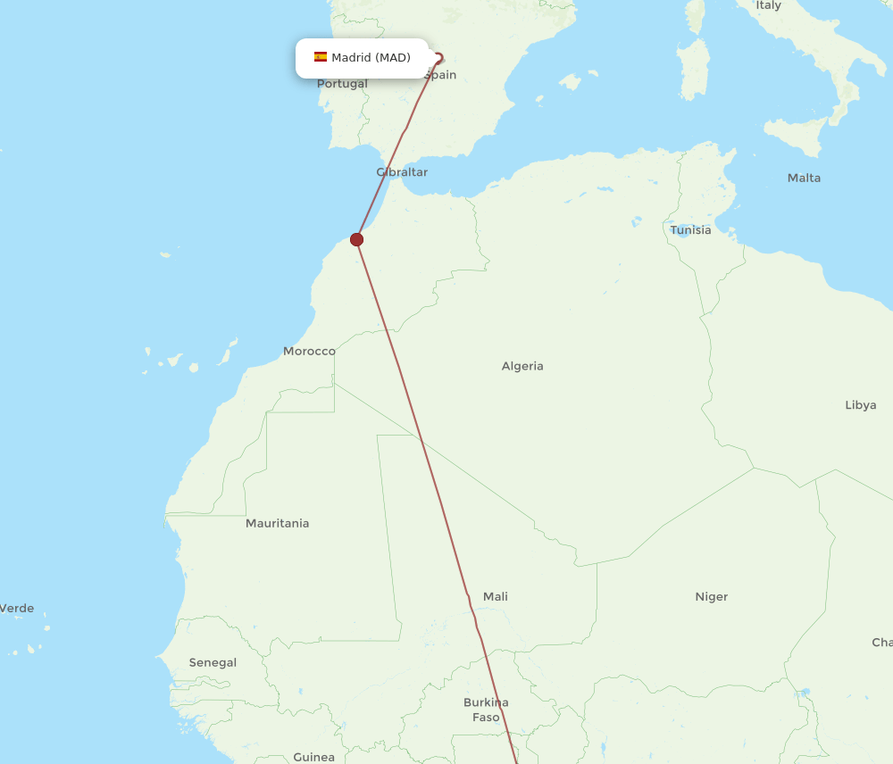 MAD-LFW flight routes