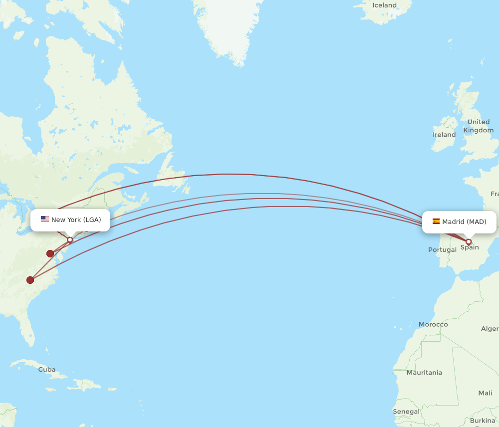 MAD-LGA flight routes