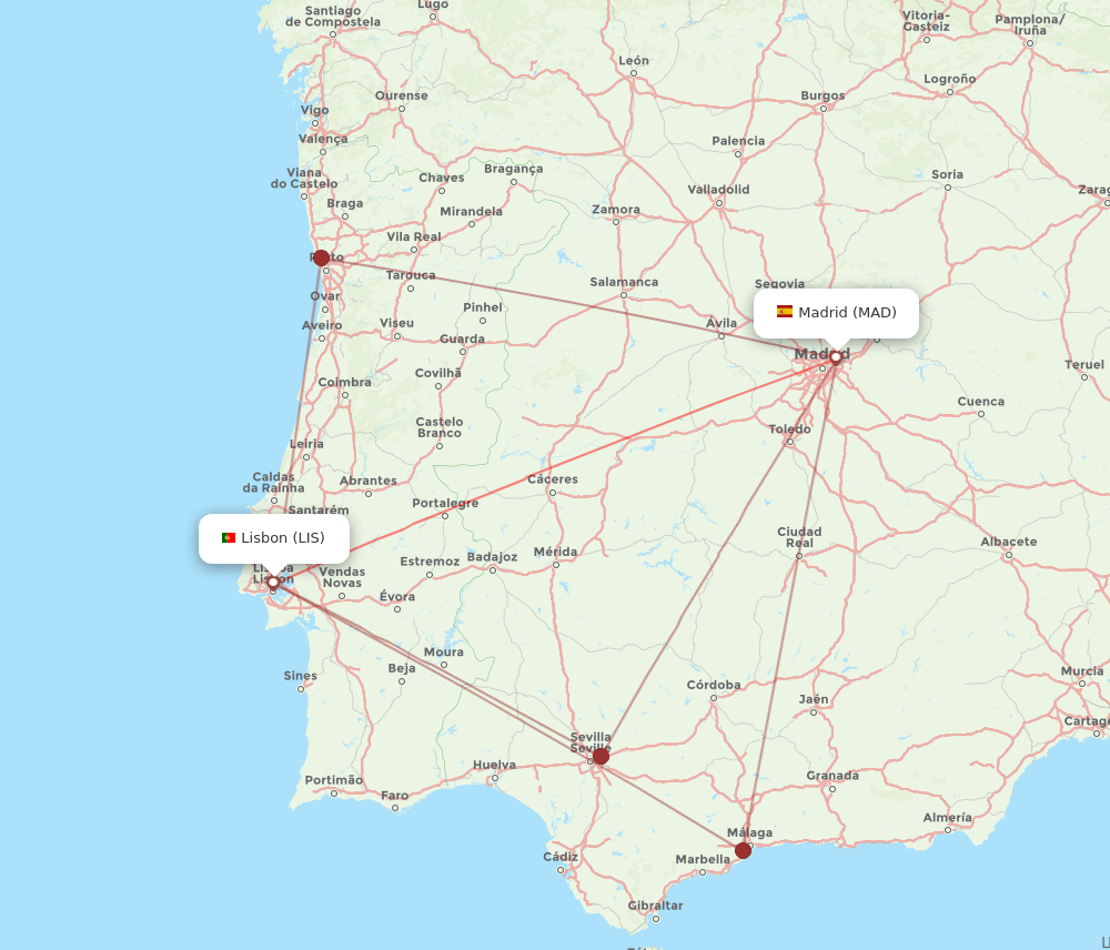 MAD-LIS flight routes