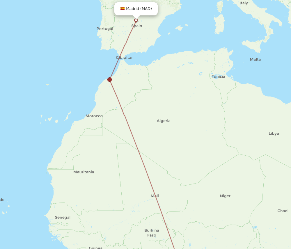 MAD-LOS flight routes