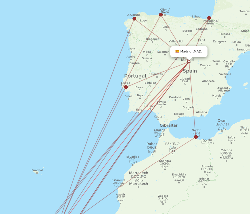 MAD to LPA flights and routes map