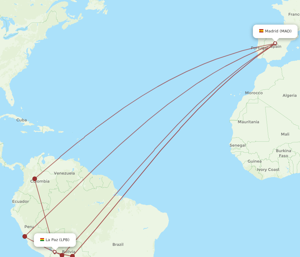 MAD-LPB flight routes