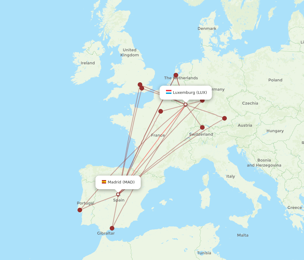 MAD-LUX flight routes