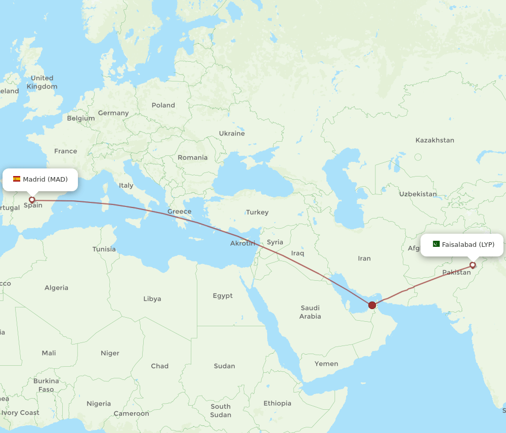 MAD-LYP flight routes