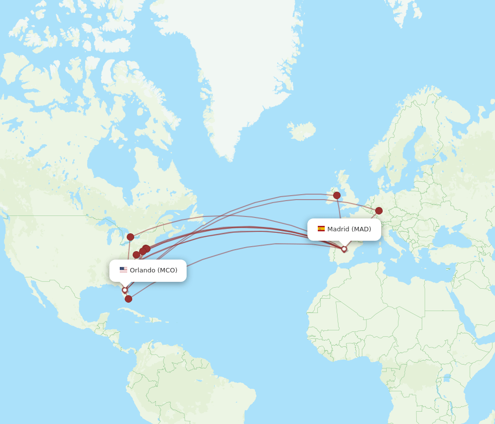 MAD-MCO flight routes