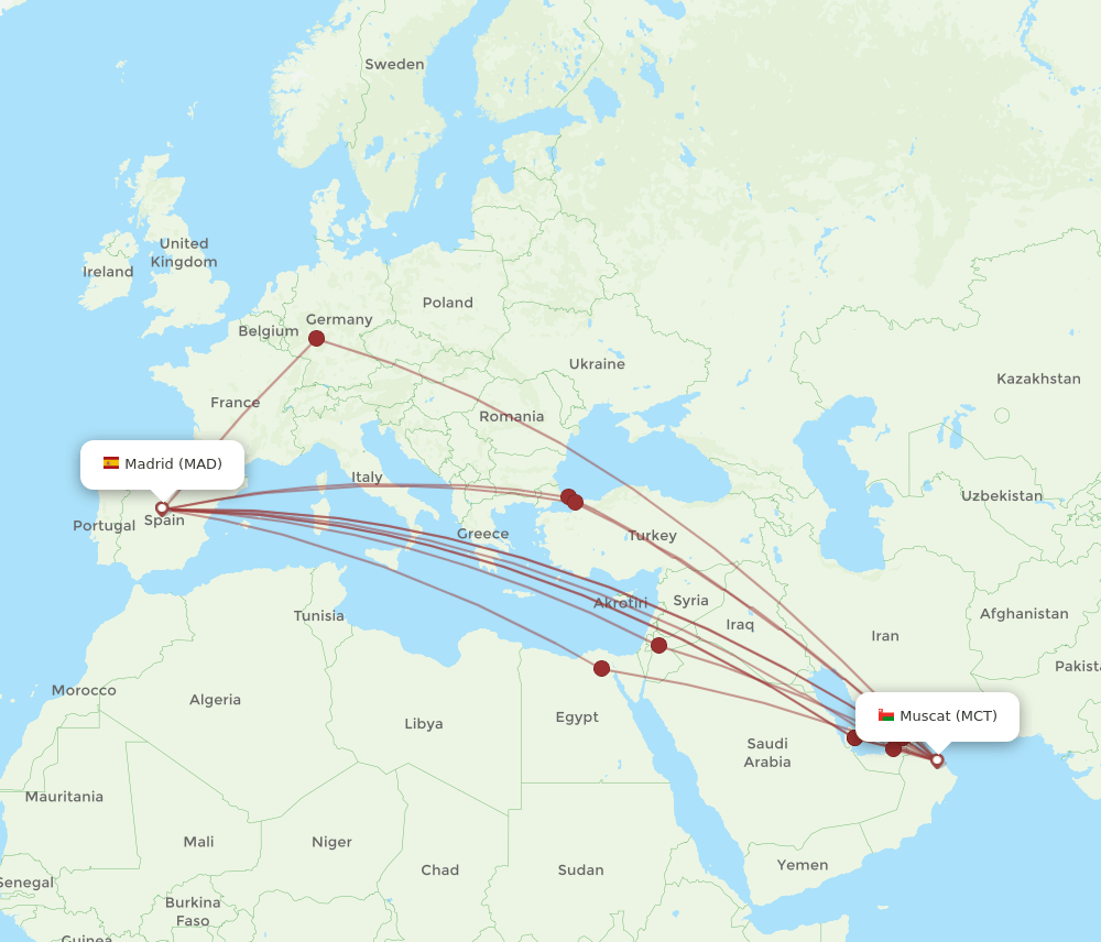 MAD-MCT flight routes