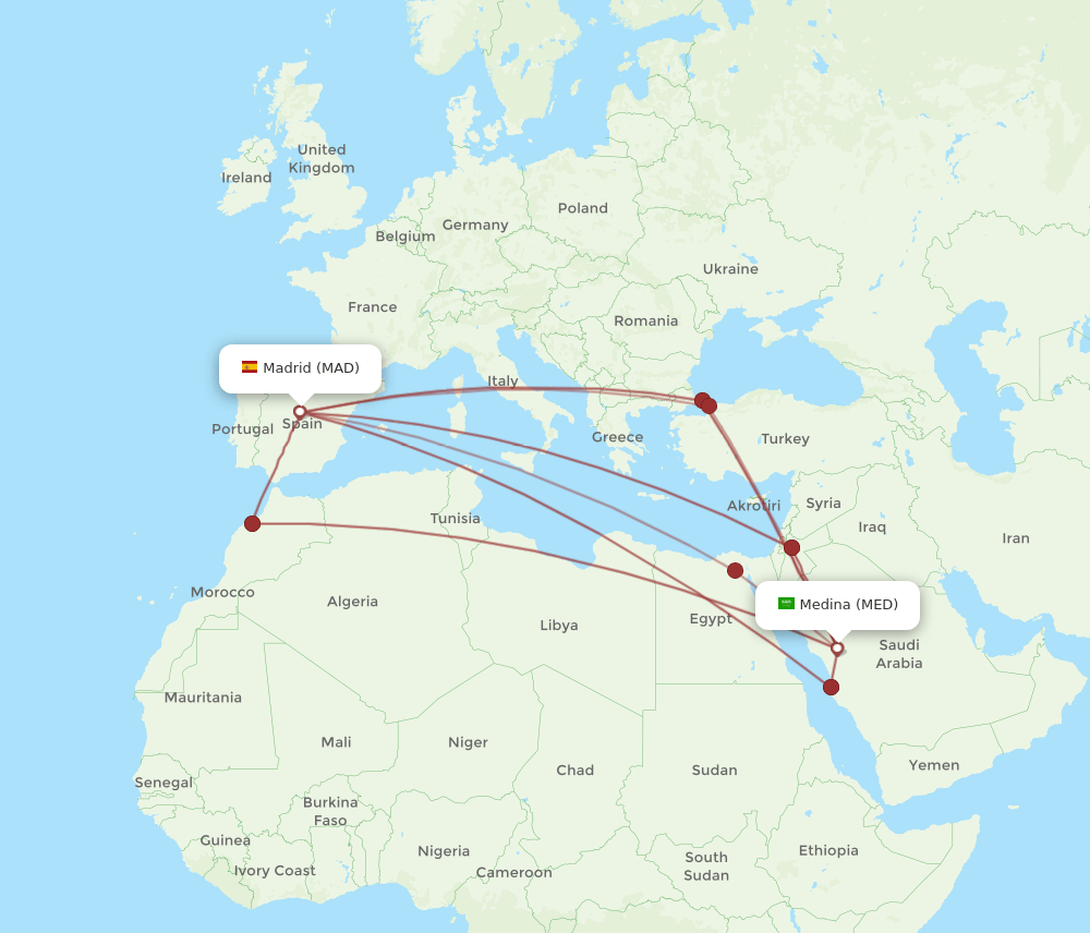 MAD-MED flight routes