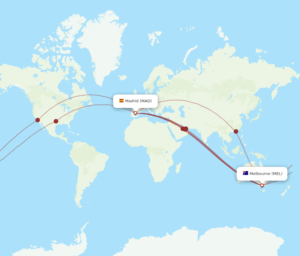 MAD-MEL flight routes