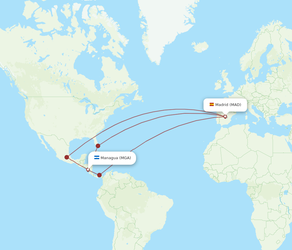 MAD to MGA flights and routes map