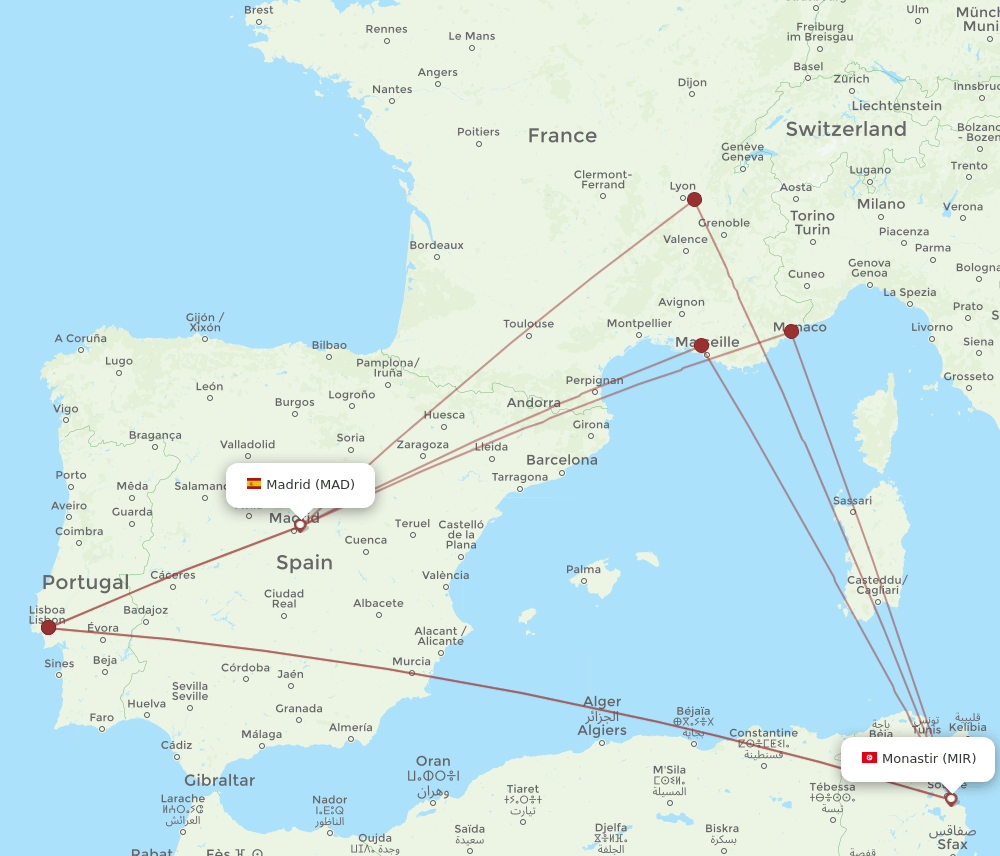 MAD-MIR flight routes
