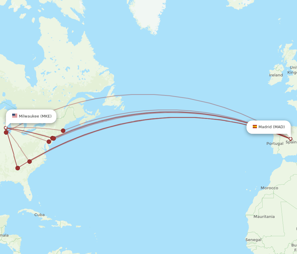 MAD-MKE flight routes
