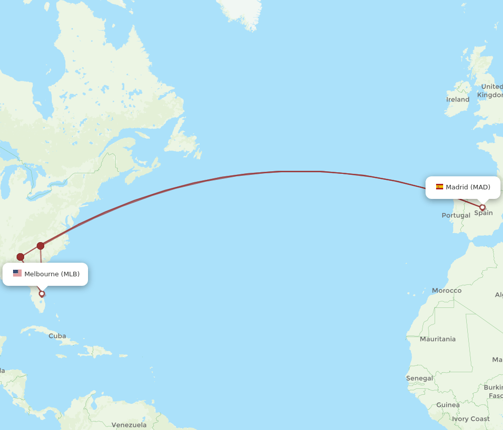 MAD-MLB flight routes