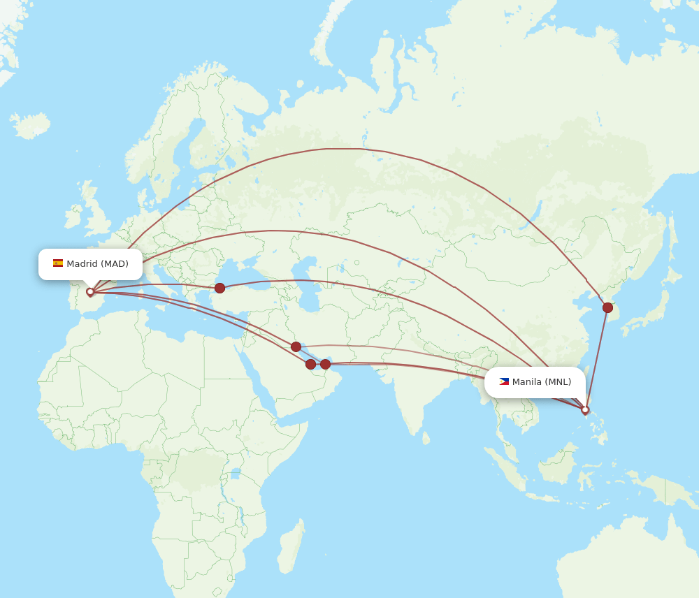 MAD-MNL flight routes