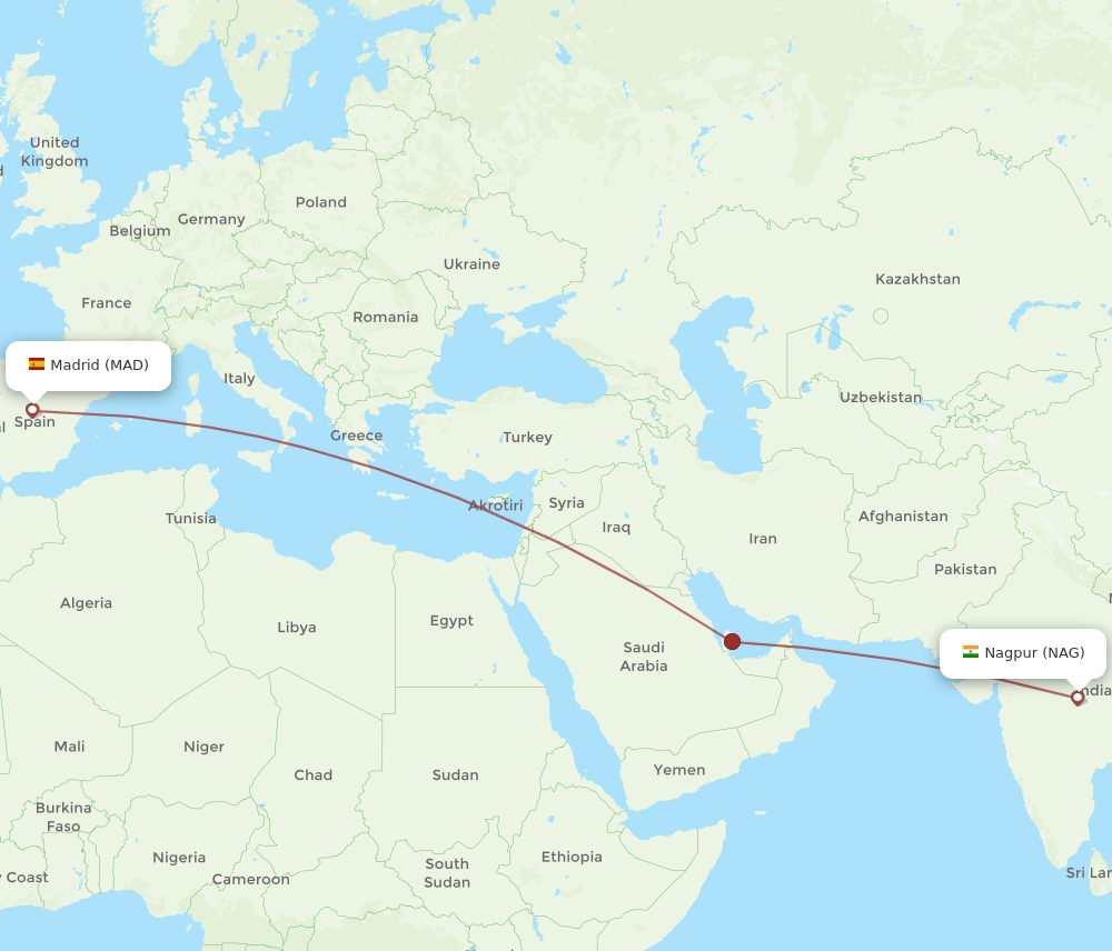 MAD-NAG flight routes
