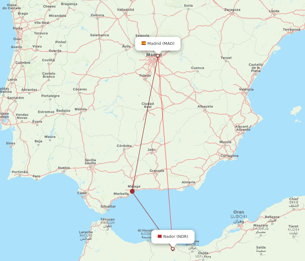 MAD to NDR flights and routes map