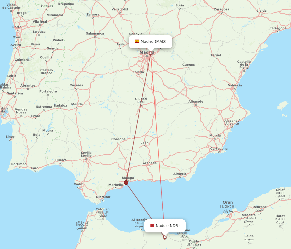 MAD-NDR flight routes