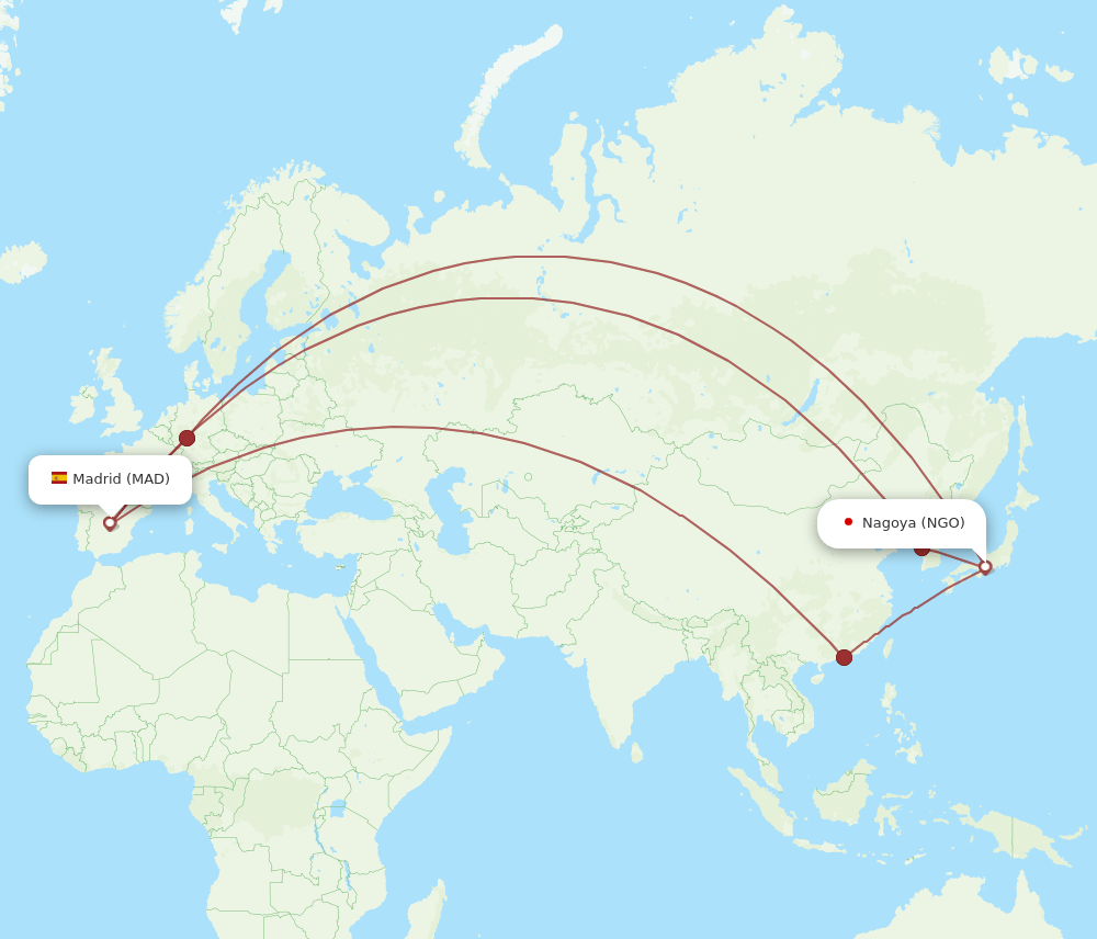 MAD-NGO flight routes