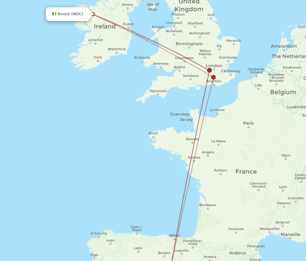 MAD to NOC flights and routes map