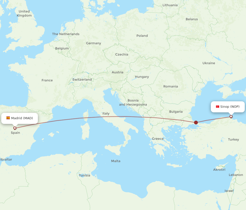 MAD-NOP flight routes