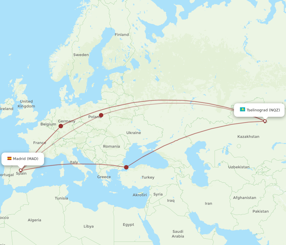 MAD-NQZ flight routes