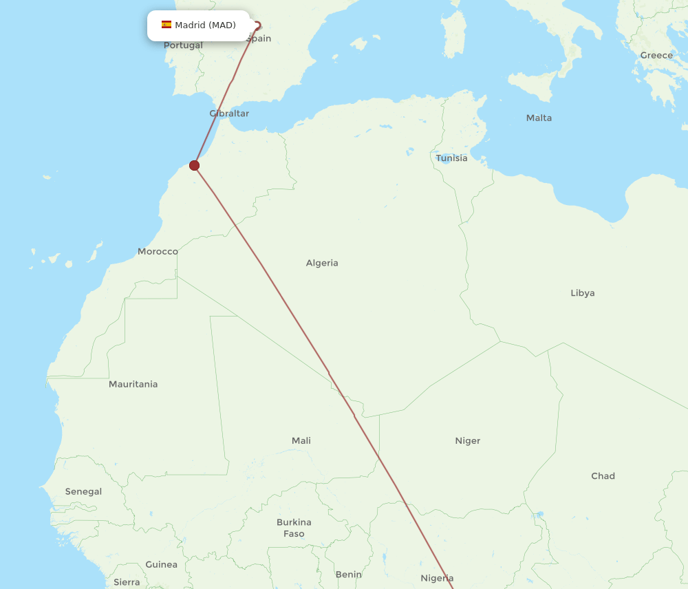 MAD to NSI flights and routes map