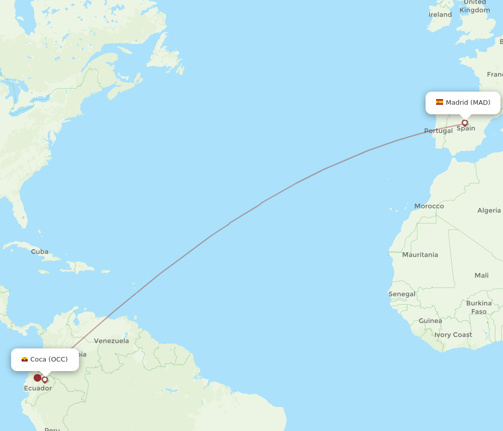 Coca - Madrid route map and flight paths