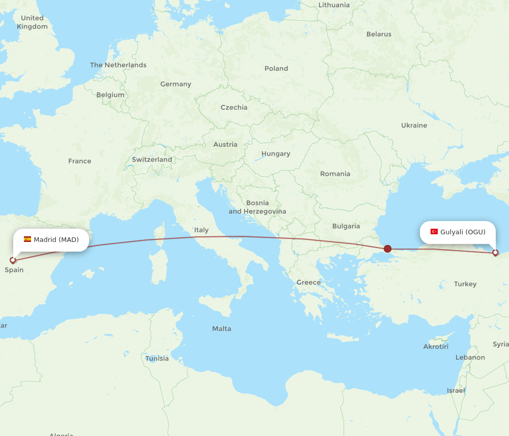 MAD-OGU flight routes